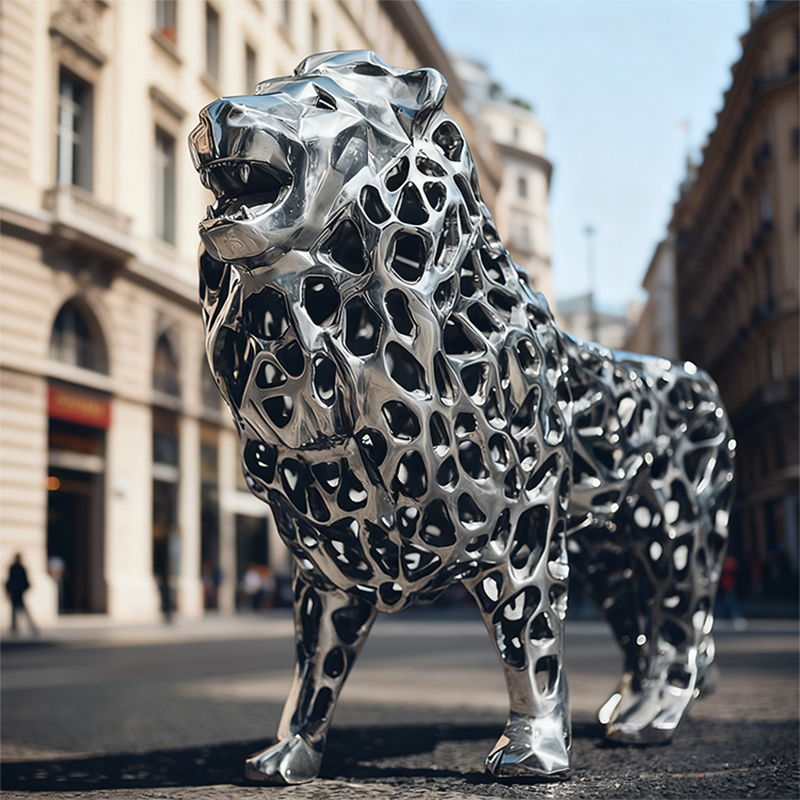 Stainless Steel Cheetah Sculpture