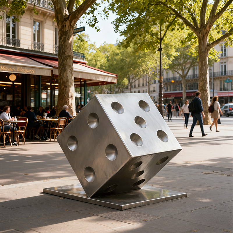 Stainless Steel Dice Sculpture