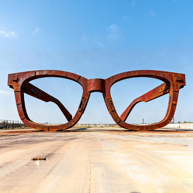 Weathering Steel Giant Eyeglasses Sculpture