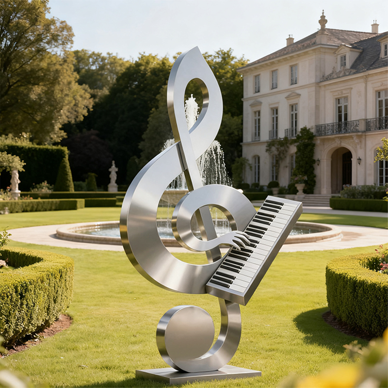 Stainless Steel Musical Notes & Piano Sculpture