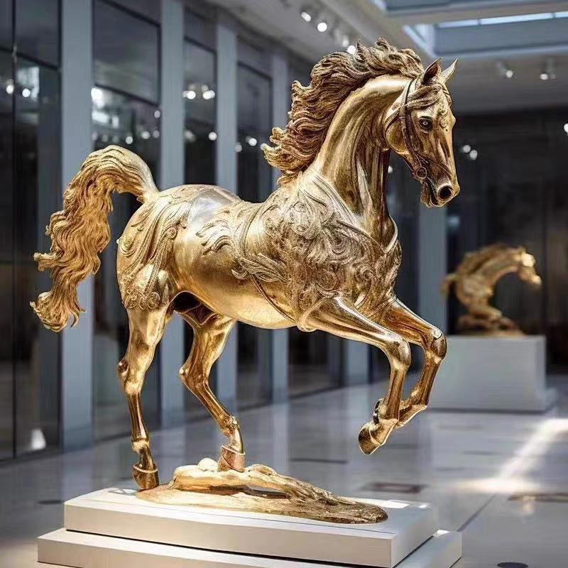 Fiberglass Golden Horse Sculpture