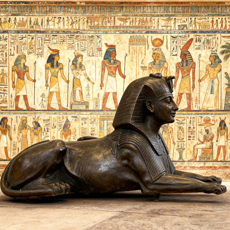 Bronze Large Sphinx Sculpture – Ancient Egyptian Mythology