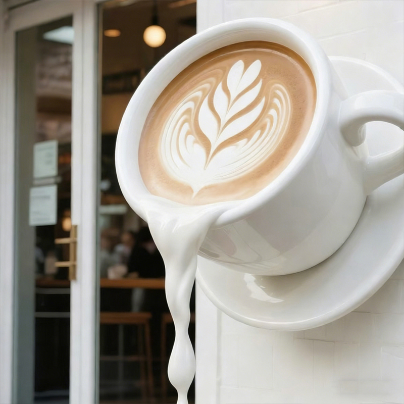 Fiberglass Floating Coffee Cup Decorative Sculpture