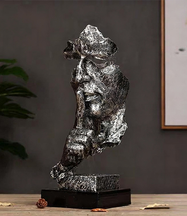 What are some material recommendations for artistic small sculptures/decoration pieces for home interiors?