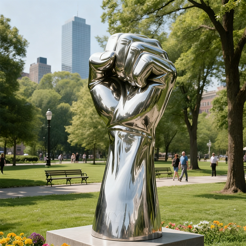 Iron Fist United Mirror Stainless Steel Sculpture