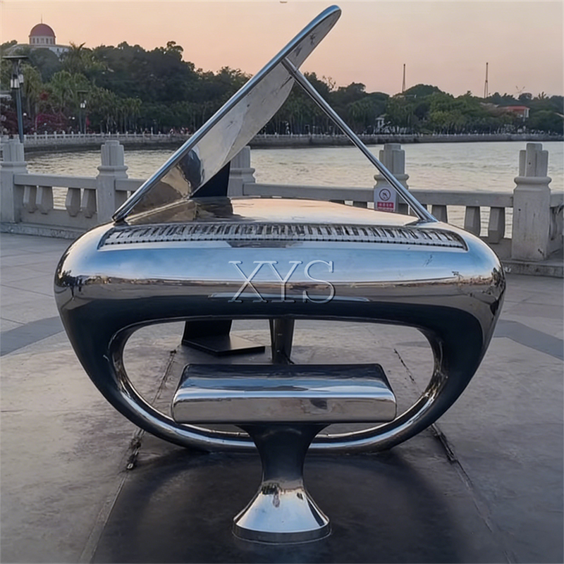 Piano by the Sea Mirror Grand Piano Sculpture