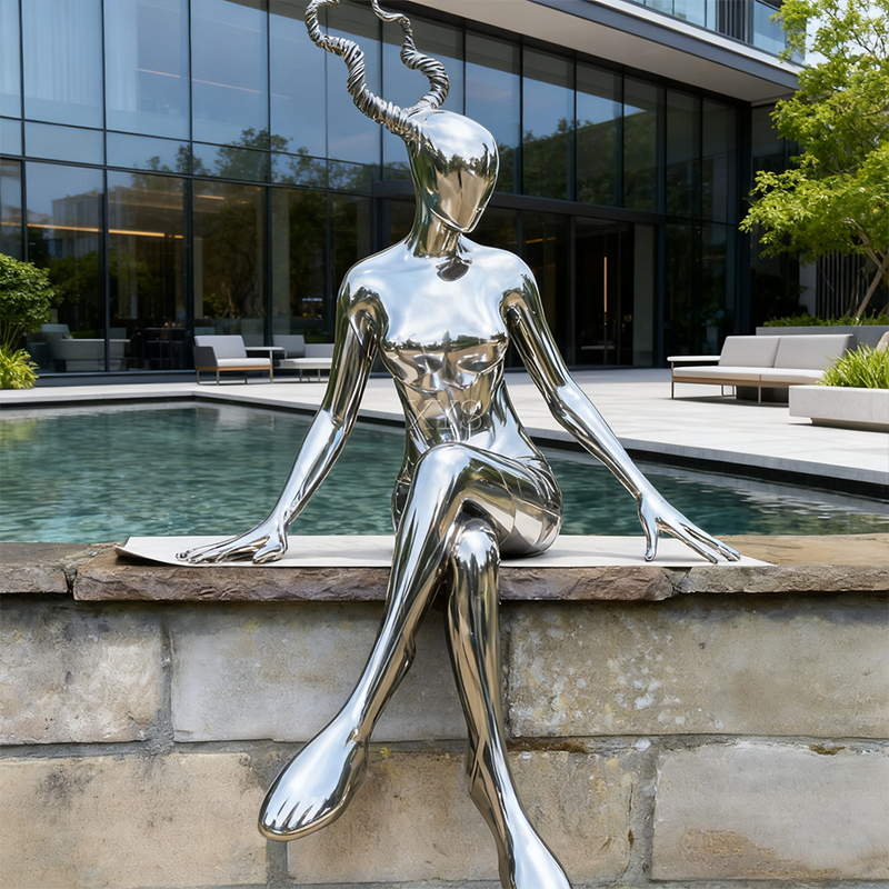 Spirit Deer Mirror Abstract Figure Sculpture