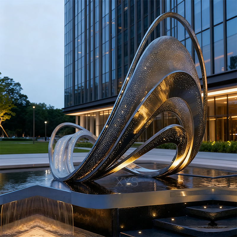 Starlit Wave Illuminated Openwork Water Feature Sculpture