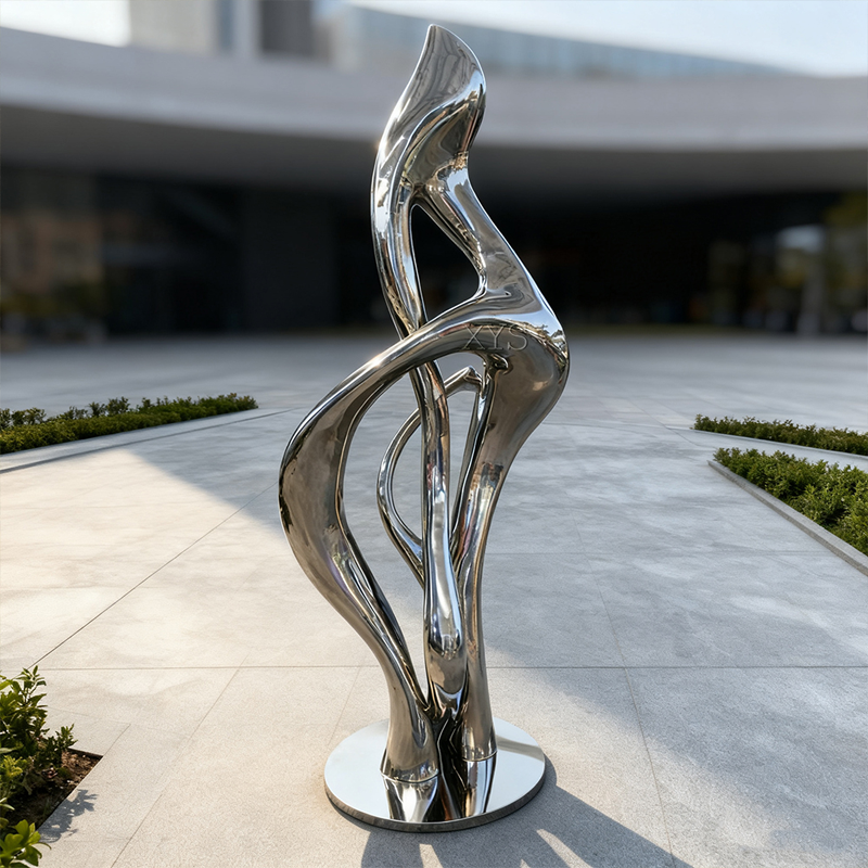 Flame in Motion Mirror Abstract Sculpture