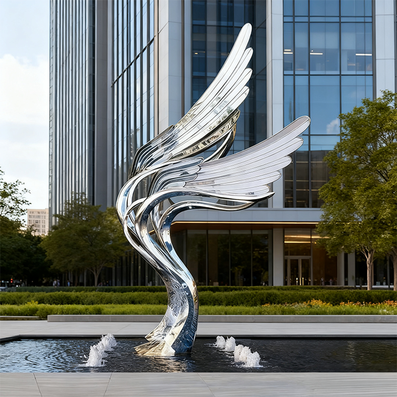 Wings in Flight Mirror Wing Water Feature Sculpture