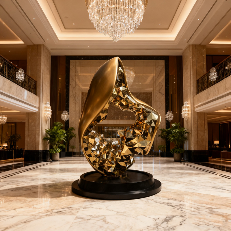 Golden Vortex Light-Luxury Abstract Sculpture