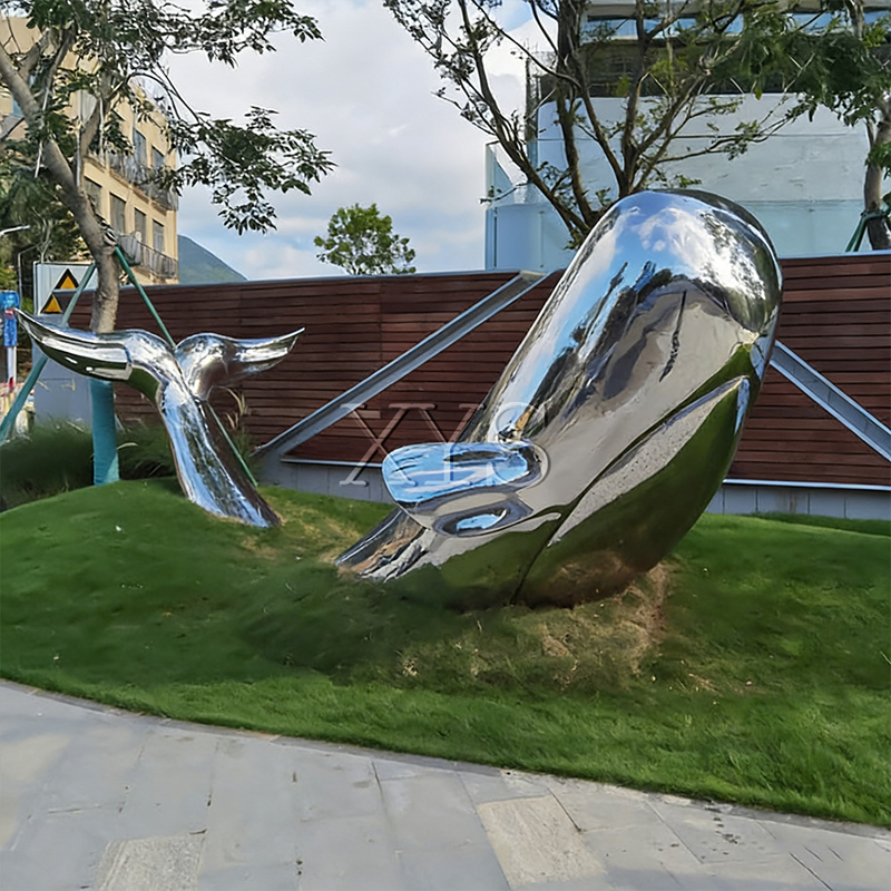 Breach Mirror Leaping Whale Sculpture