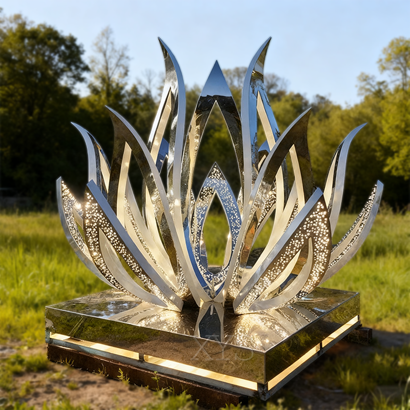 Lotus of Light Mirror Illuminated Lotus Sculpture