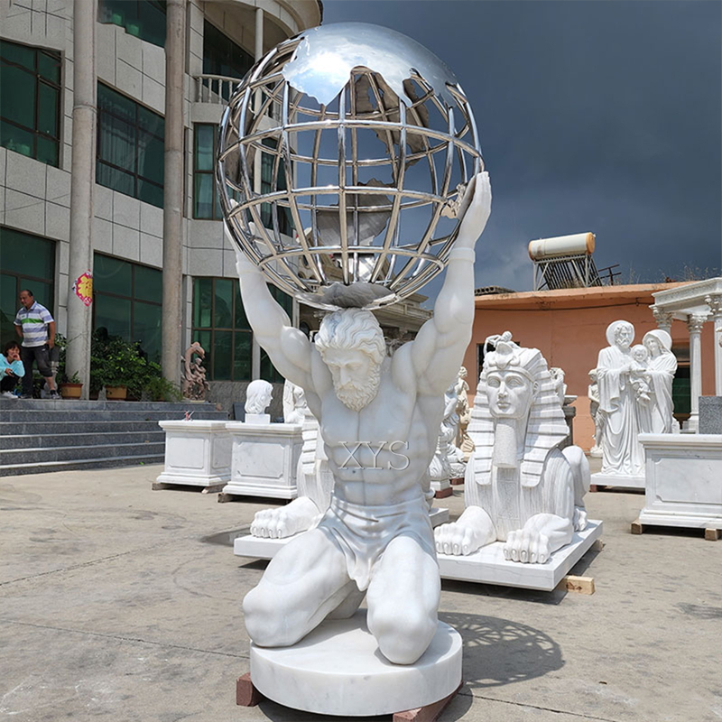 Atlas Stone-Carved Globe Sculpture