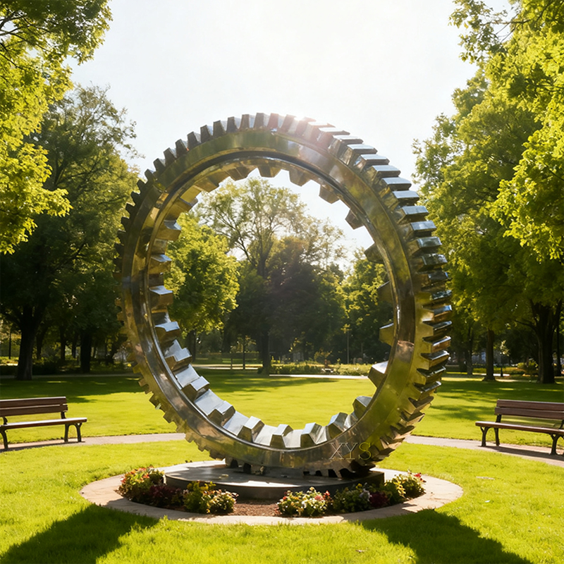 Wheel of Industry Stainless Steel Gear Sculpture