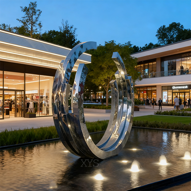 Ring of Reflections Mirror Water Feature Sculpture