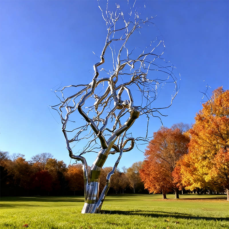 Silver Branches Mirror Bare Tree Sculpture