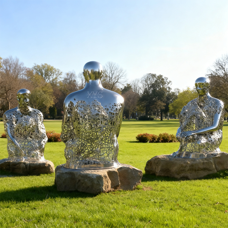 Moment of Insight Openwork Seated Figure Sculpture