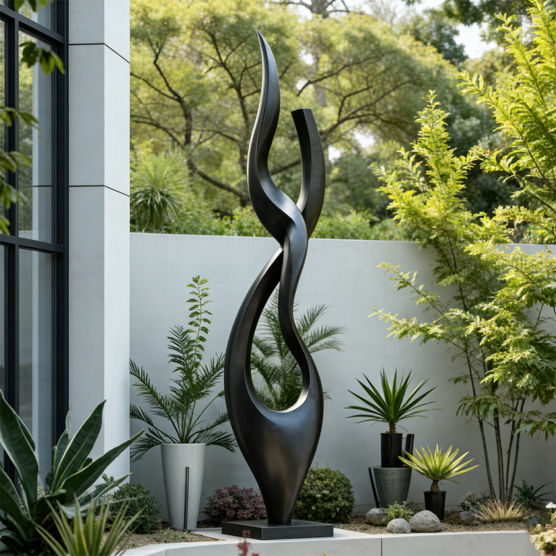 Black Flame Matte Abstract Sculpture