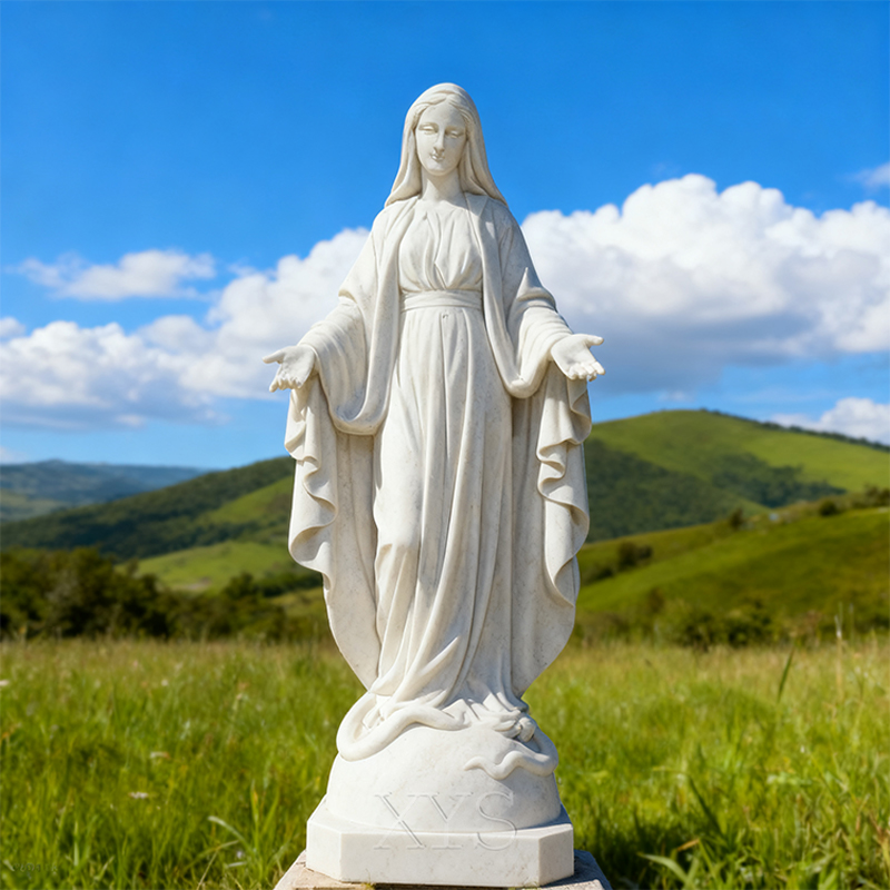 White Marble Virgin Mary Statue