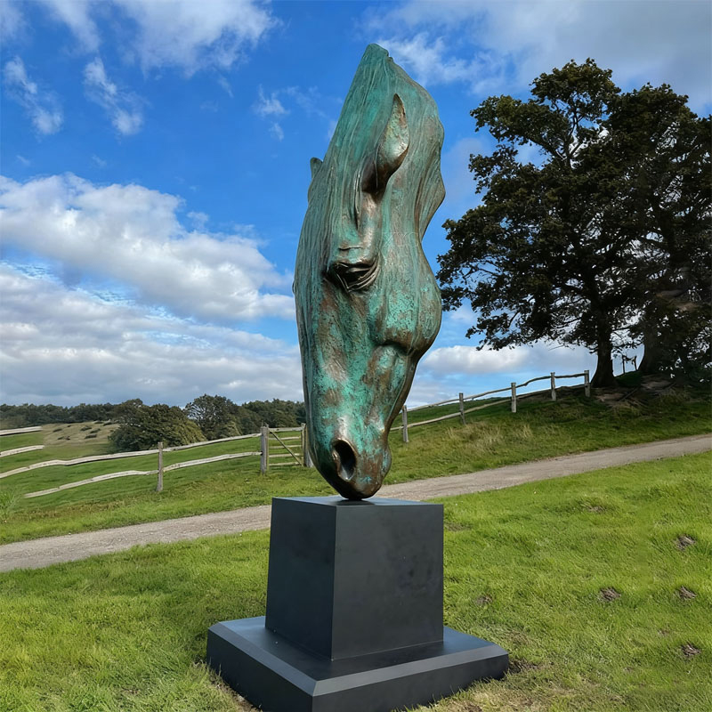 Abstract Bronze Horse Head Sculpture