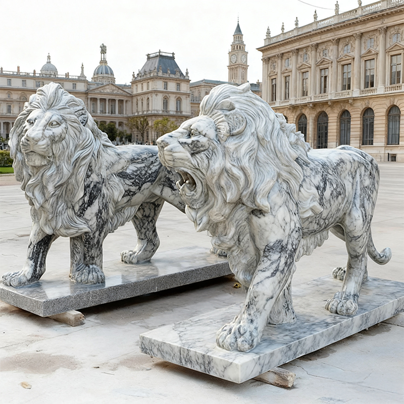 Natural Marble Lion Sculpture
