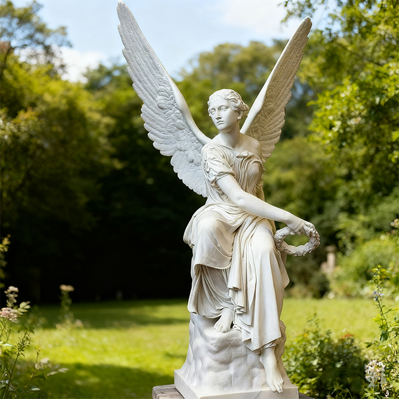 White Marble Winged Victory Goddess Sculpture