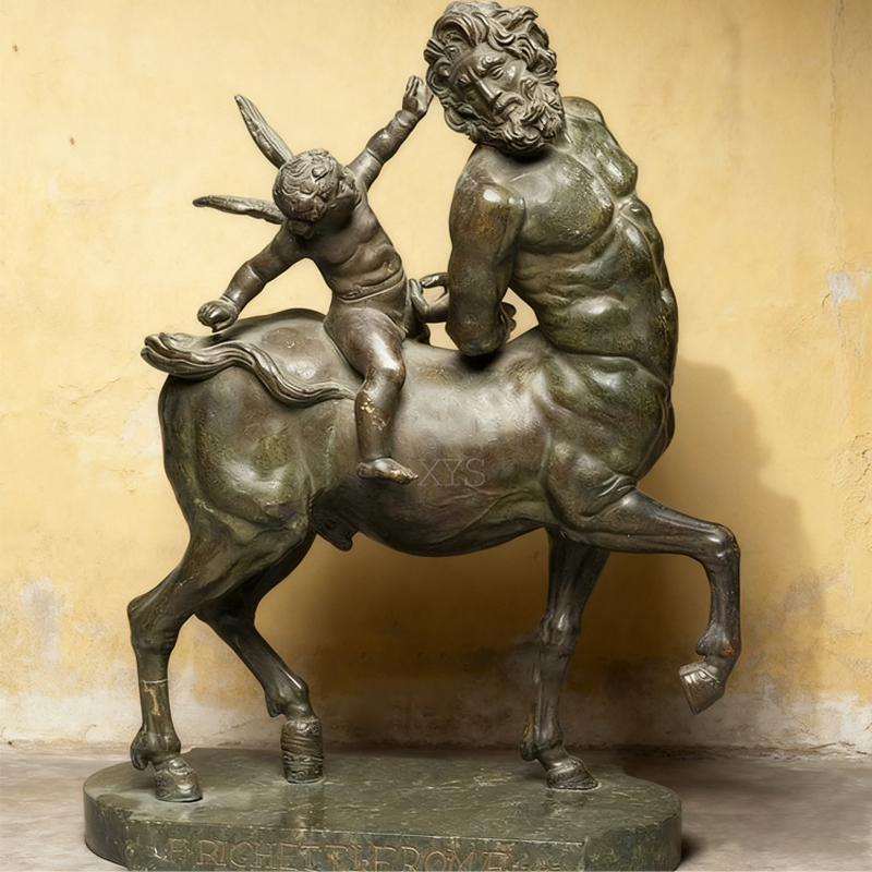 Bronze Centaur and Angel Sculpture