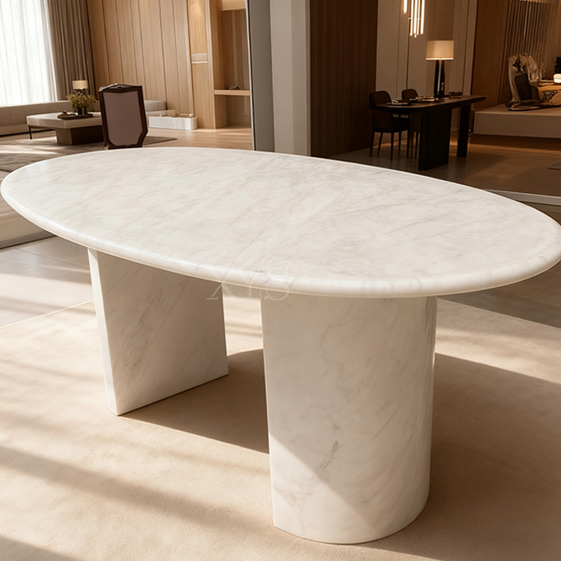 Natural Marble Oval Dining Table