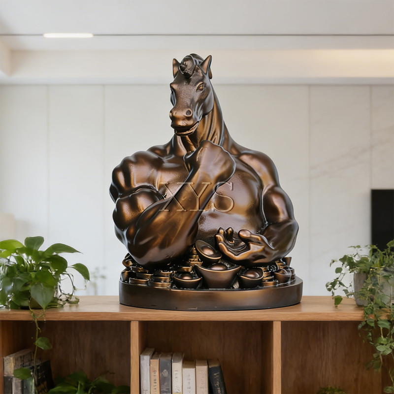 Bronze Horse-Head Muscle Man Bust