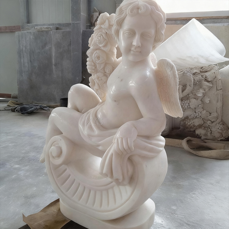 White Marble Small Angel Sculpture Set