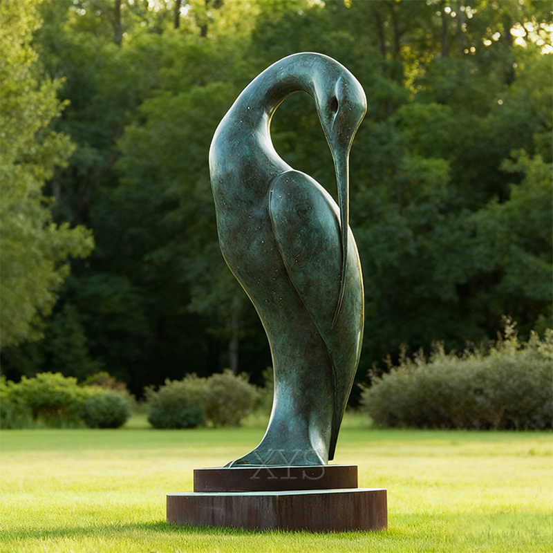 Bronze Abstract Egret (Heron) Modern Art Sculpture