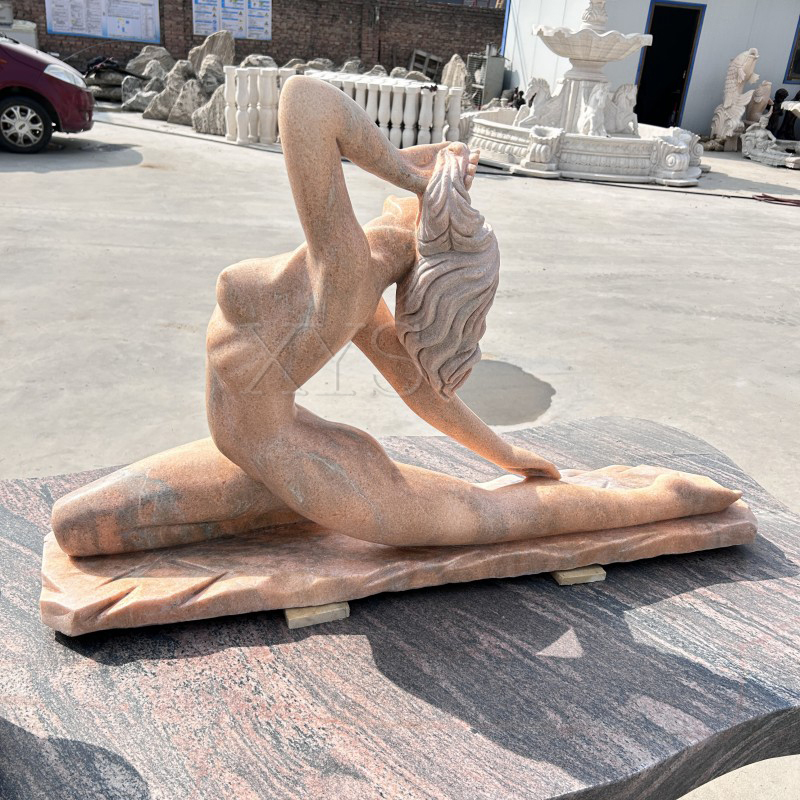 Sunset Red Stone Yoga Girl Sculpture