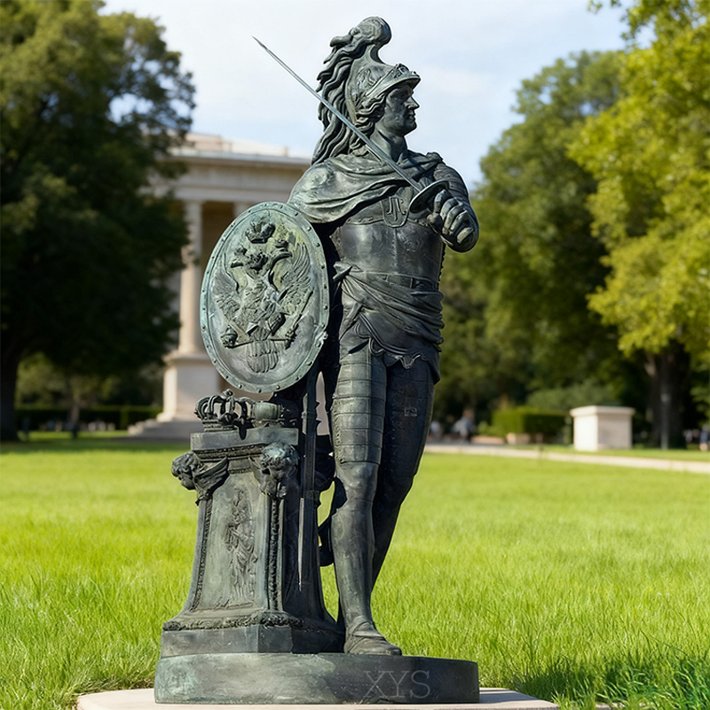 Bronze European Armored Warrior / Roman War God Sculpture