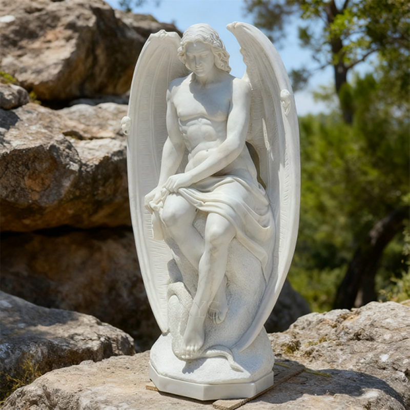 White Marble Male Angel Sculpture