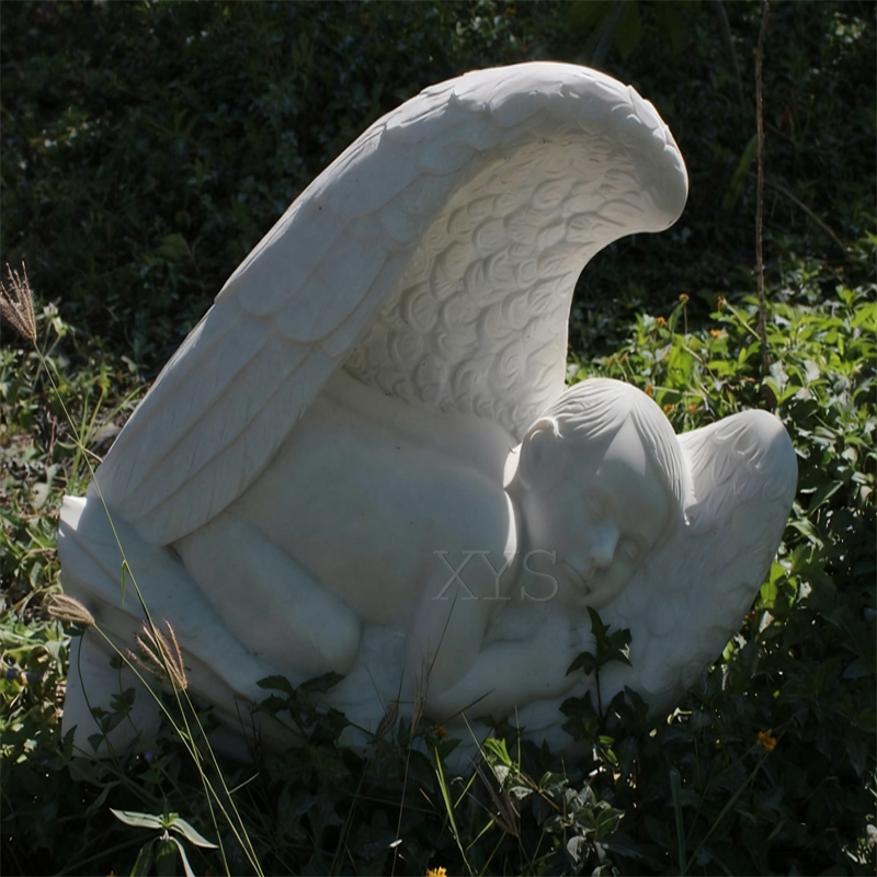 White Marble Sleeping Angel Sculpture