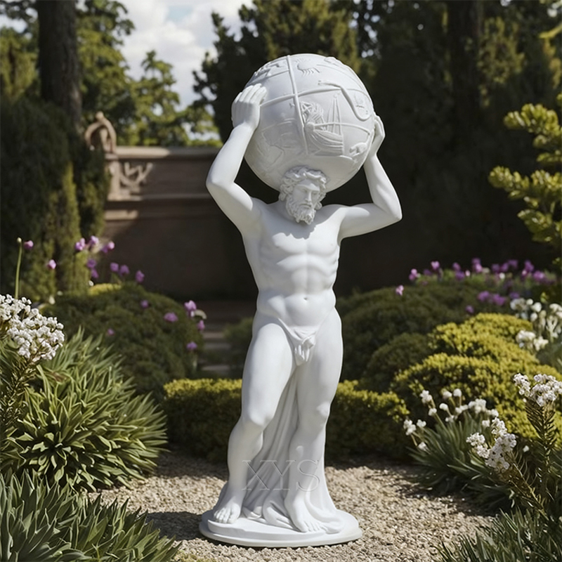 White Marble Atlas Carrying the Sky Sculpture