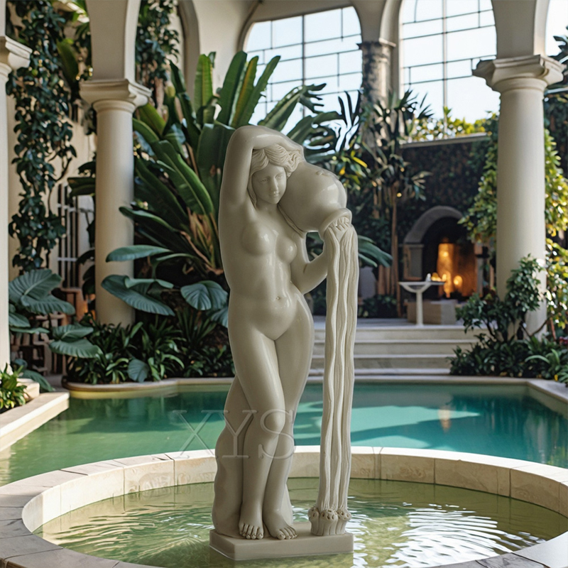 European White Marble Water Goddess Statue