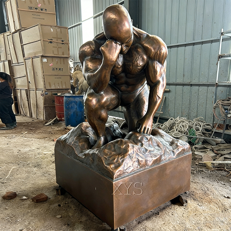 Bronze Muscle Thinker Art Sculpture