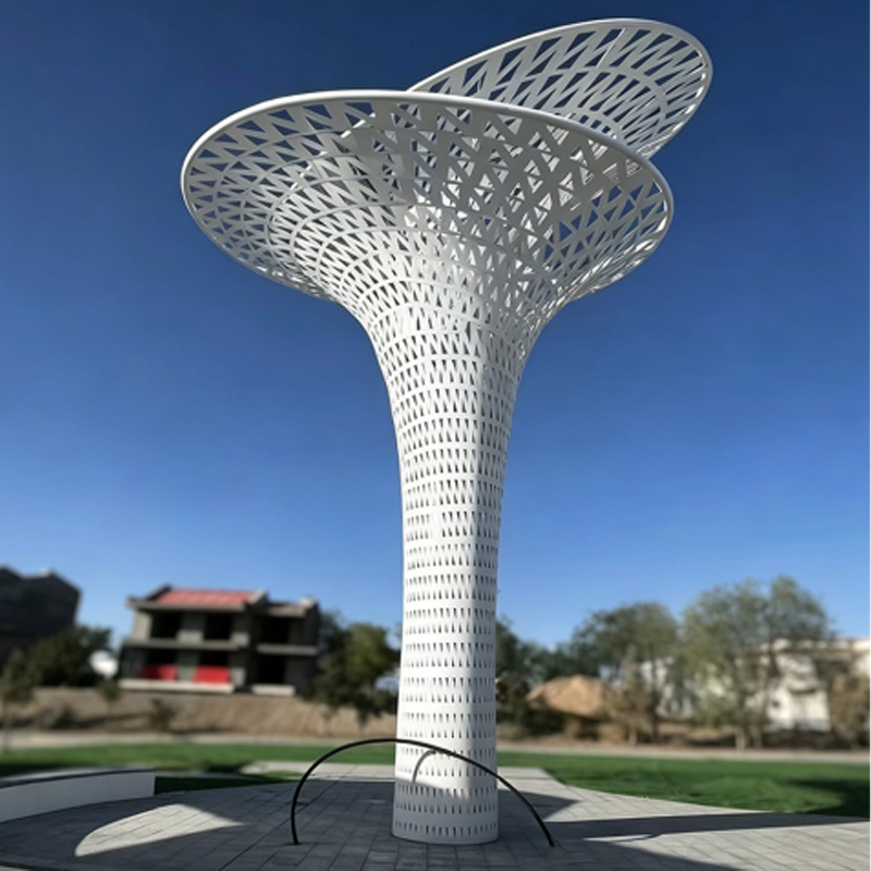Double-Canopy Hollow-Out Steel Tree Pergola Sculpture