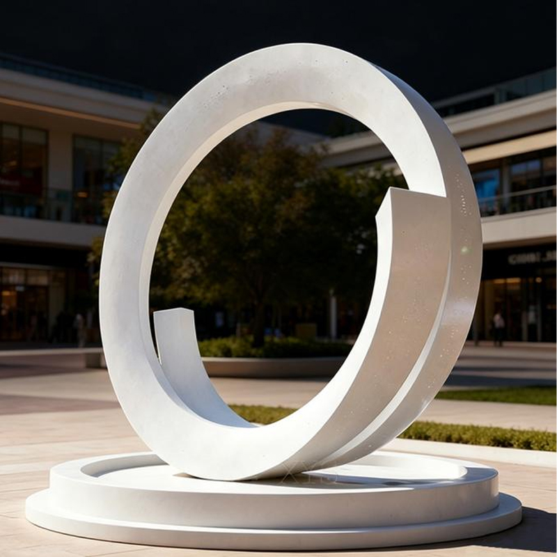 White Double-Opening Mobius Ring Stainless Steel Sculpture