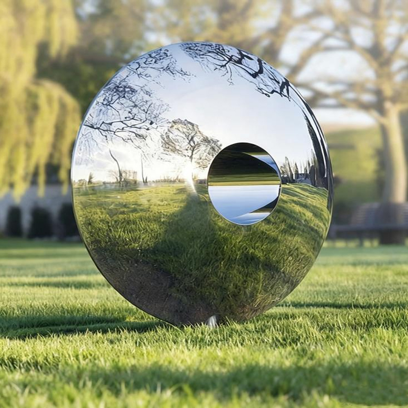 Mirror-Polished Peace Buckle Ring Stainless Steel Sculpture