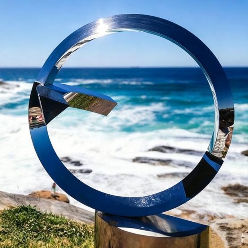 Faceted Notch Ring Stainless Steel Sculpture