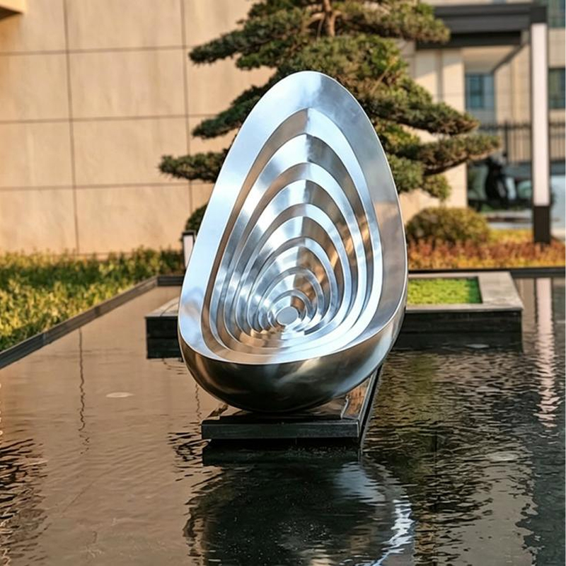 Rippled Water-Drop Stainless Steel Sculpture