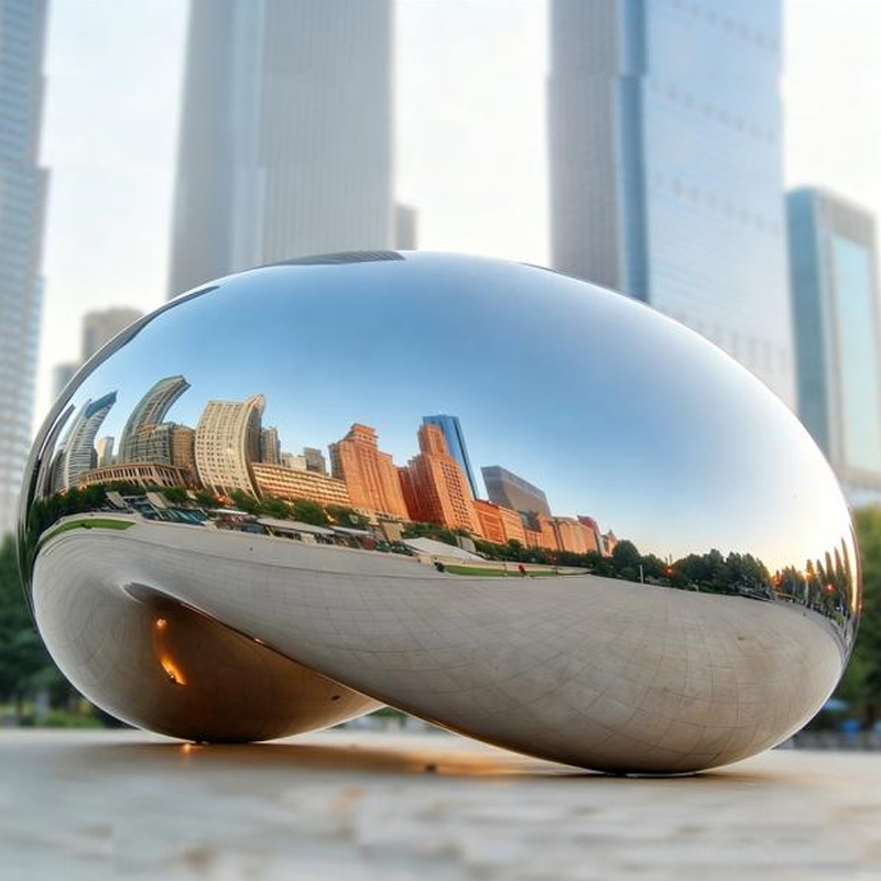 Chicago Cloud Gate (Bean) Style Mirror-Polished Stainless Steel Sculpture