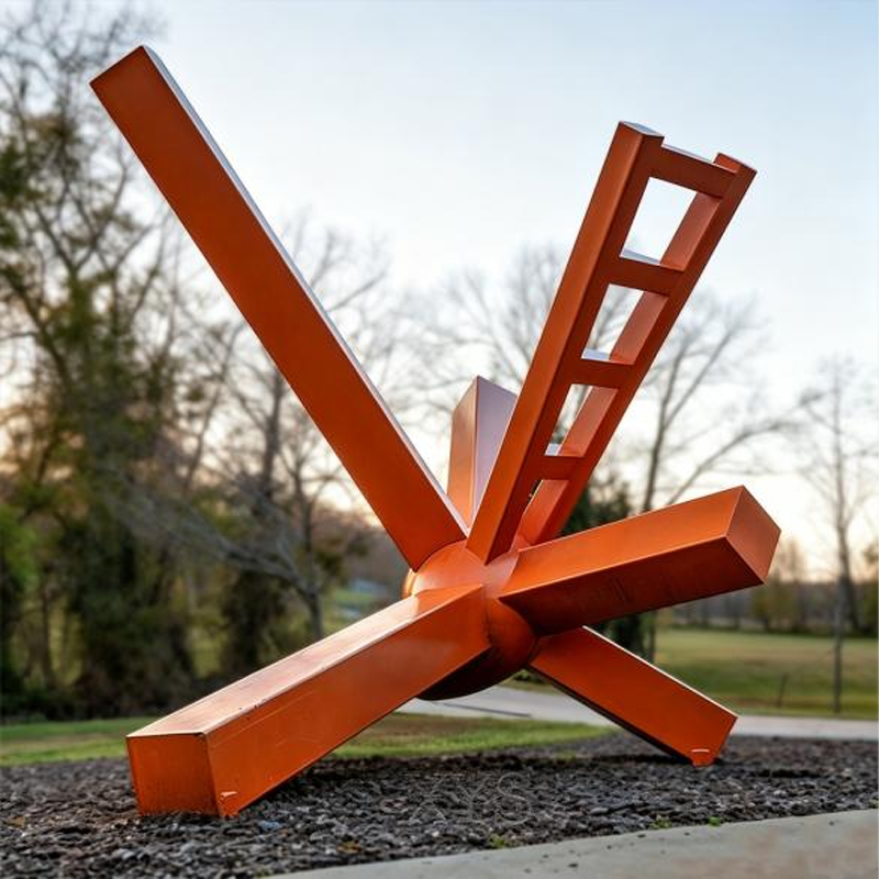 Radiating Staircase Abstract Stainless Steel Sculpture