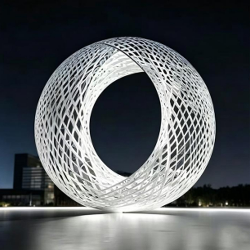 Mobius Hollow-Out Ring Stainless Steel Sculpture