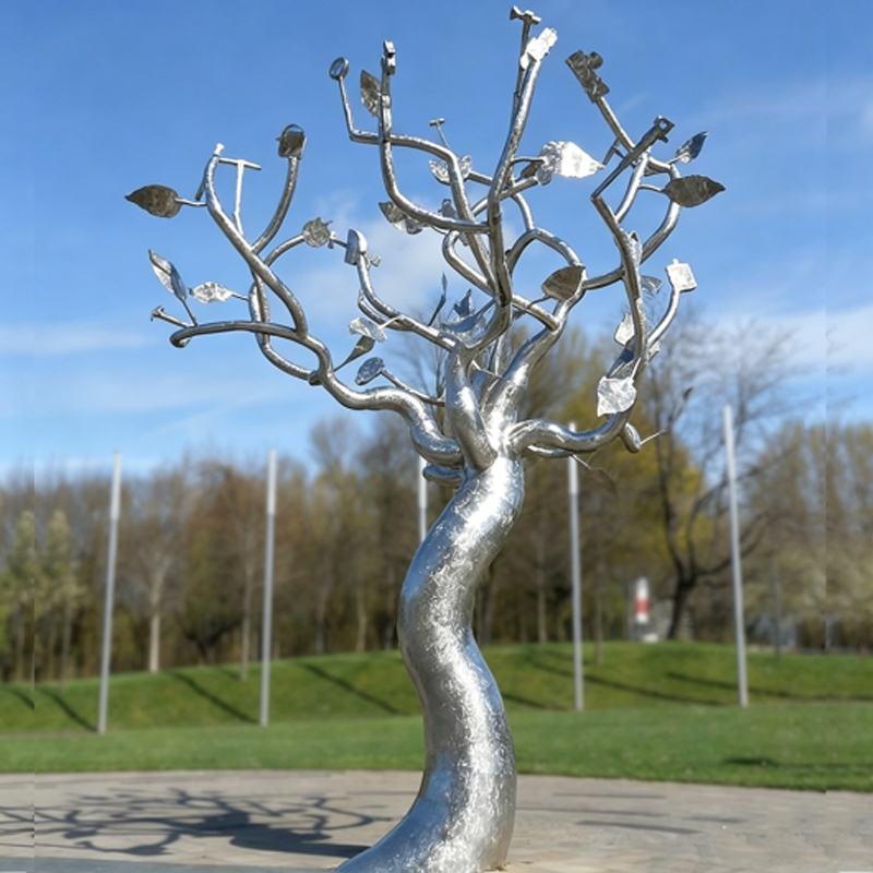 Key and Coin Fortune Tree Stainless Steel Sculpture