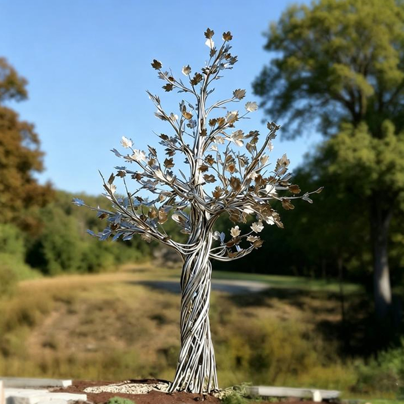Woven Metal Maple Tree Stainless Steel Sculpture