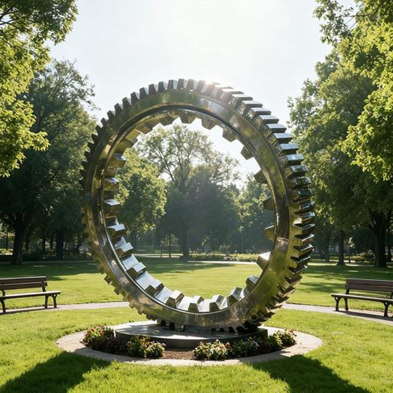 Giant Single-Gear Ring Stainless Steel Sculpture